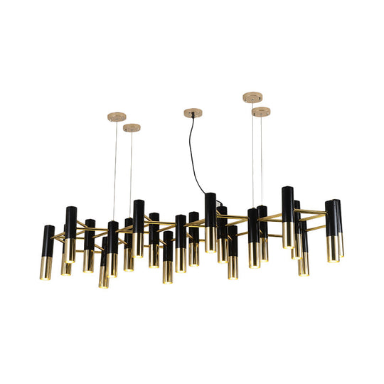 Contemporary Gold LED Tube Chandelier: 11/22 Lights, Warm Pendant Light Fixture