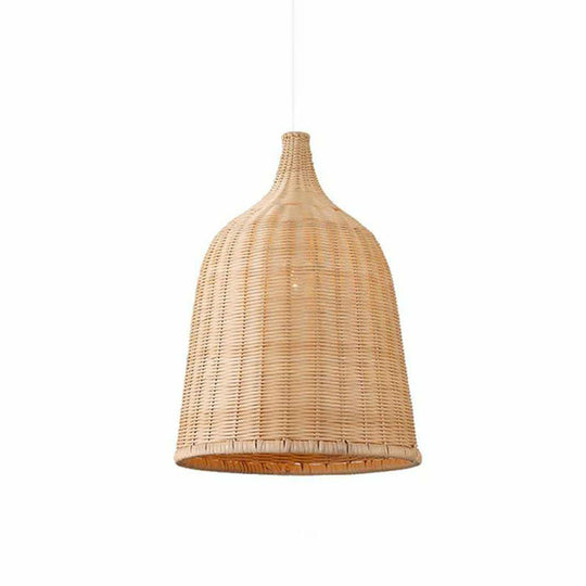 Asia Bamboo Hand-Braided Pendant Light Fixture - Exquisite 1 Bulb Restaurant Ceiling Lamp