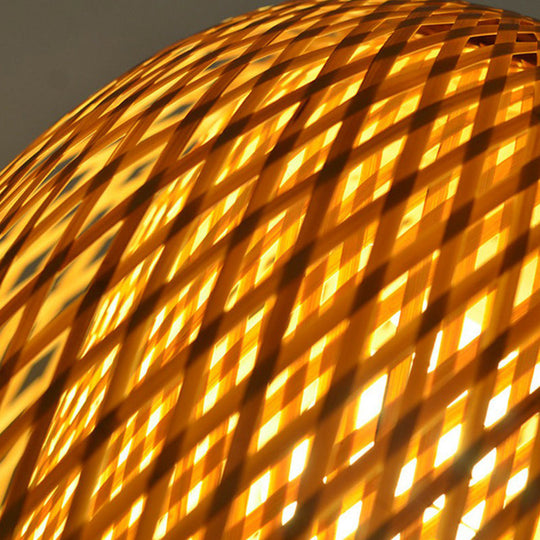 Chinese Hand-Woven Bamboo Pendant Light - Beige