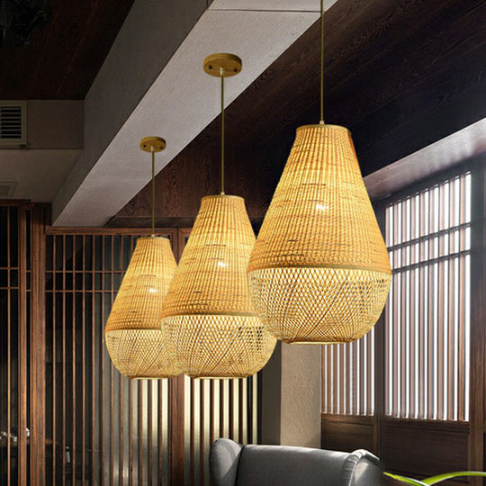 Bamboo Droplet Pendant Light - Natural Simplicity For Table Or Ceiling