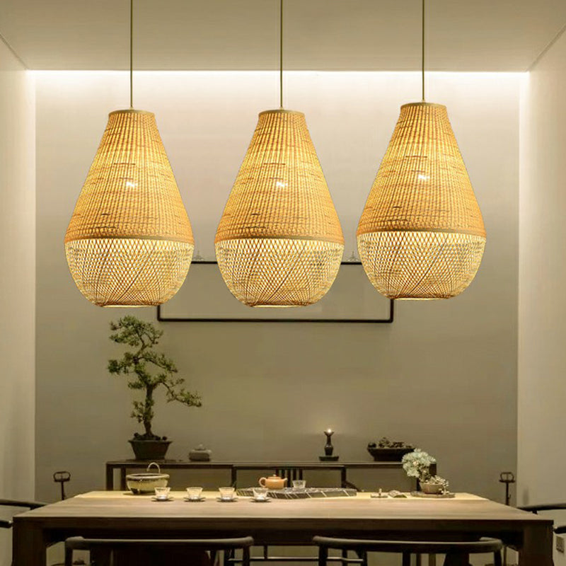Bamboo Droplet Pendant Light - Natural Simplicity For Table Or Ceiling