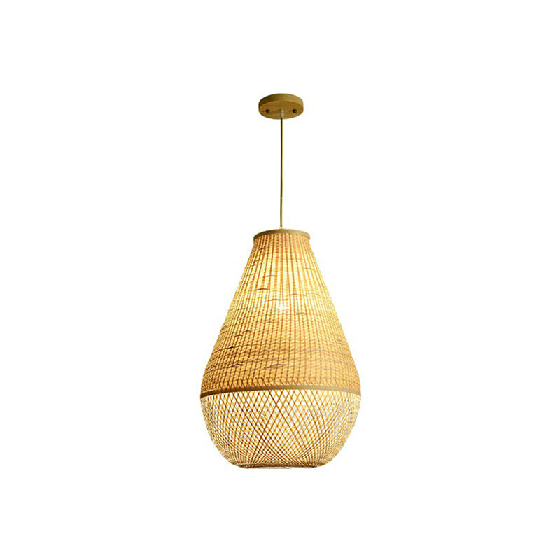 Bamboo Droplet Pendant Light - Natural Simplicity For Table Or Ceiling