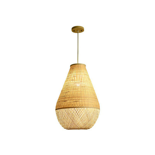 Bamboo Droplet Pendant Light - Natural Simplicity For Table Or Ceiling