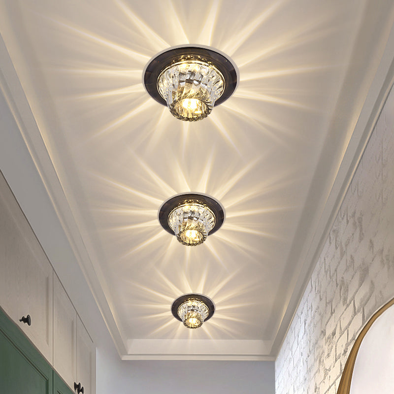 Crystal Corridor LED Ceiling Light - Stylish Flush Mount Fixture with Clear Twisted Flare Design