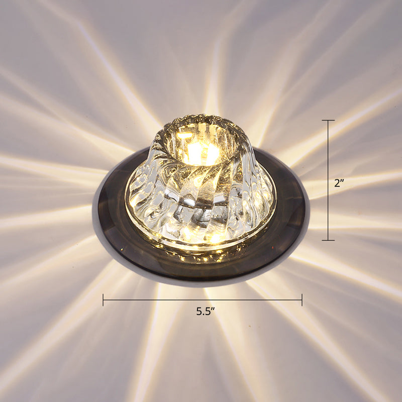 Crystal Corridor Led Ceiling Light - Stylish Flush Mount Fixture With Clear Twisted Flare Design /