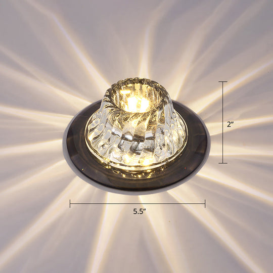 Crystal Corridor Led Ceiling Light - Stylish Flush Mount Fixture With Clear Twisted Flare Design /