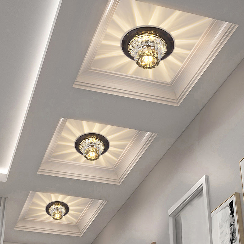 Crystal Corridor LED Ceiling Light - Stylish Flush Mount Fixture with Clear Twisted Flare Design