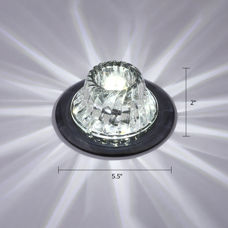 Crystal Corridor Led Ceiling Light - Stylish Flush Mount Fixture With Clear Twisted Flare Design /