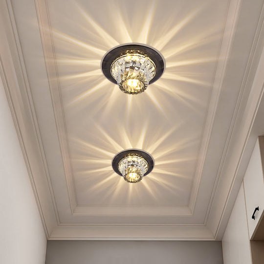 Crystal Corridor Led Ceiling Light - Stylish Flush Mount Fixture With Clear Twisted Flare Design