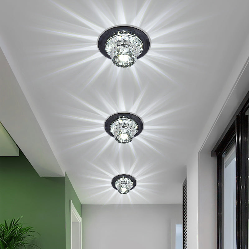 Crystal Corridor LED Ceiling Light - Stylish Flush Mount Fixture with Clear Twisted Flare Design
