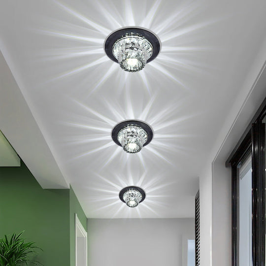 Crystal Corridor Led Ceiling Light - Stylish Flush Mount Fixture With Clear Twisted Flare Design