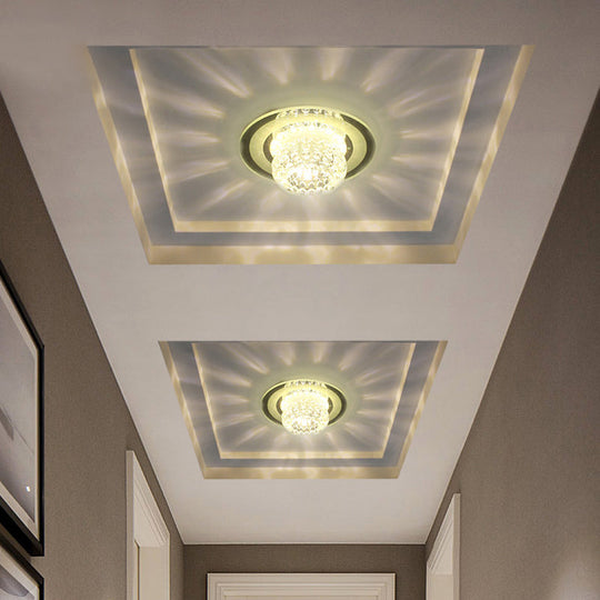 Contemporary Crystal Clear LED Flush Mount Lighting for Entryway