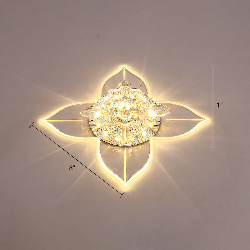 Petals LED Ceiling Light: Flower Crystal Flush-Mount Fixture