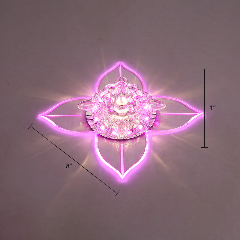 Petals LED Ceiling Light: Flower Crystal Flush-Mount Fixture