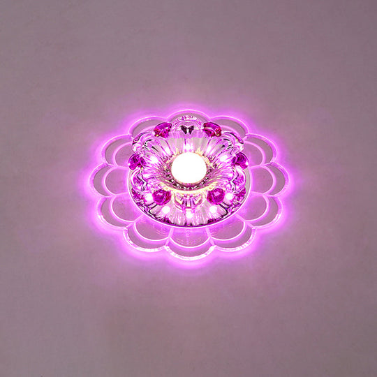 Modern Crystal Clear LED Ceiling Fixture for Corridor - Scalloped Flush Mount Recessed Lighting