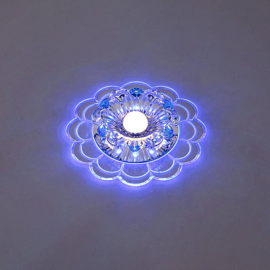 Modern Crystal Clear Led Ceiling Fixture For Corridor - Scalloped Flush Mount Recessed Lighting /