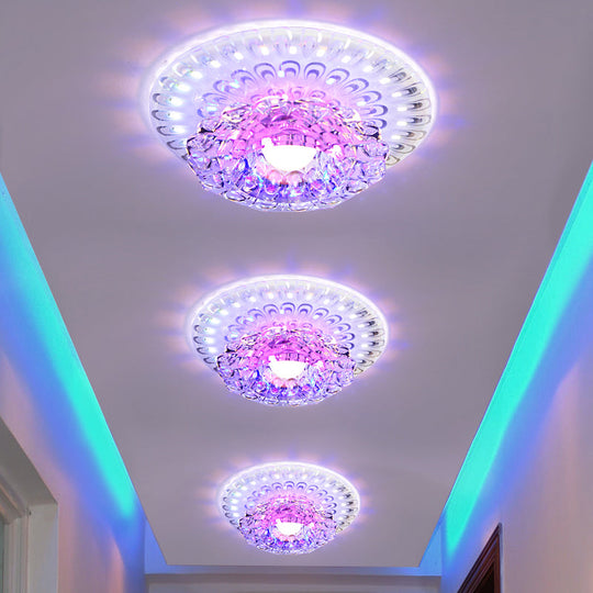 Modern LED Crystal Ceiling Lamp - White Flush-Mount Entryway Light Fixture