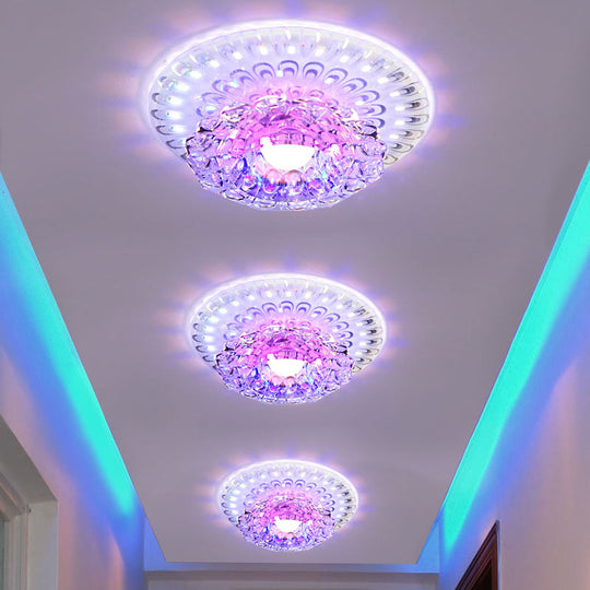 Modern LED Crystal Ceiling Lamp - White Flush-Mount Entryway Light Fixture