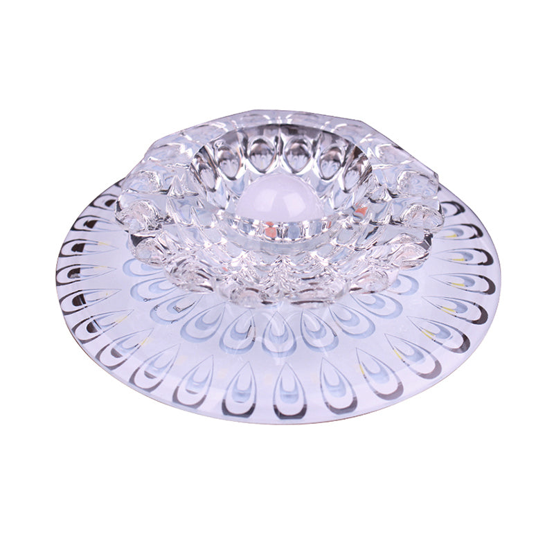 Modern LED Crystal Ceiling Lamp - White Flush-Mount Entryway Light Fixture