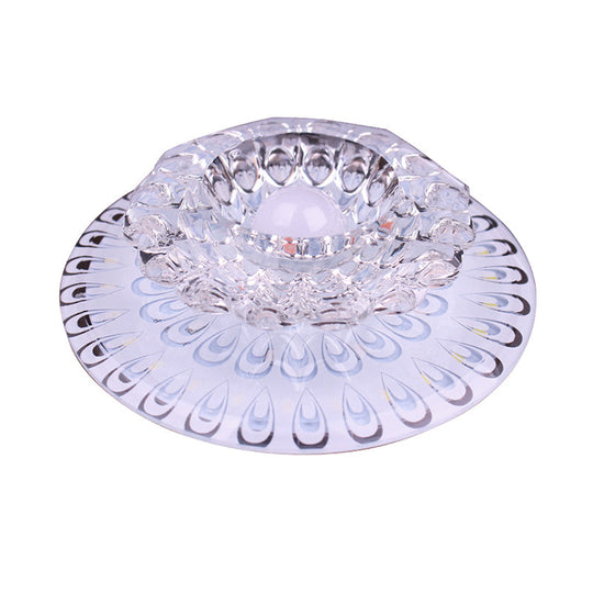 Modern LED Crystal Ceiling Lamp - White Flush-Mount Entryway Light Fixture