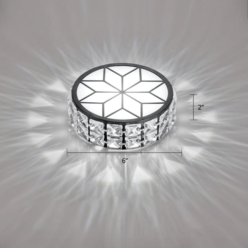 Clear Cut Crystal LED Ceiling Light with Floral Pattern - Modern Flush Mount