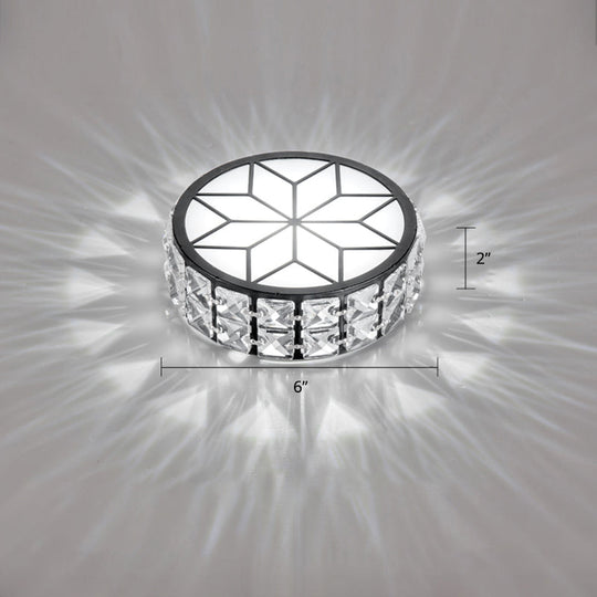 Clear Cut Crystal LED Ceiling Light with Floral Pattern - Modern Flush Mount