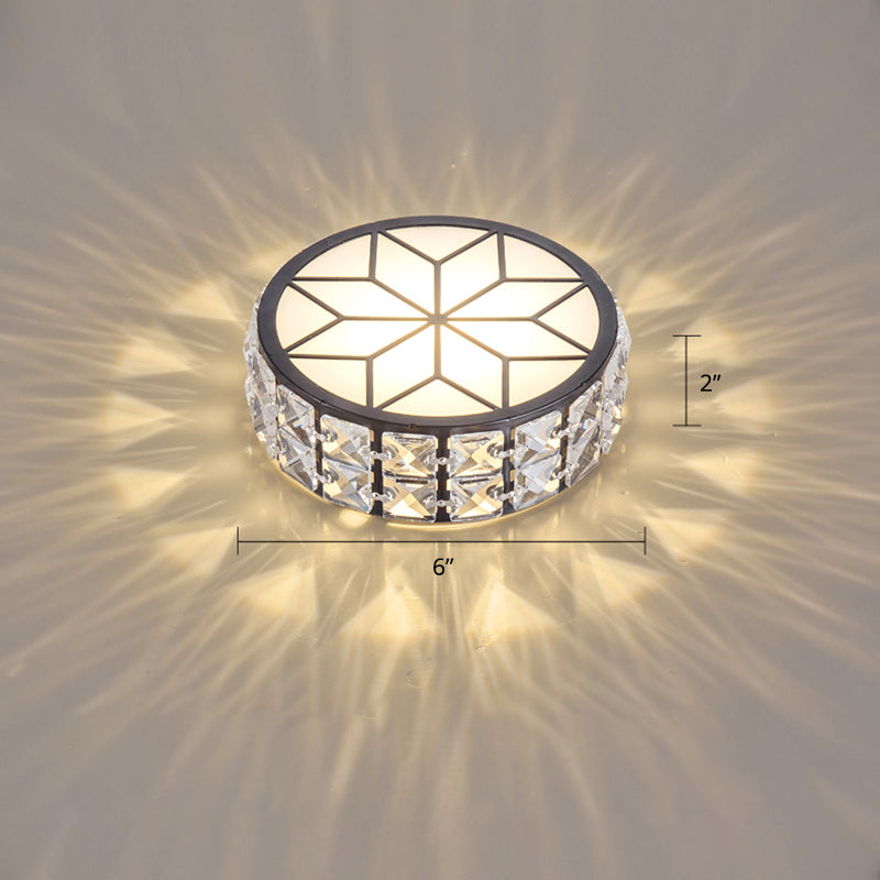 Clear Cut Crystal LED Ceiling Light with Floral Pattern - Modern Flush Mount