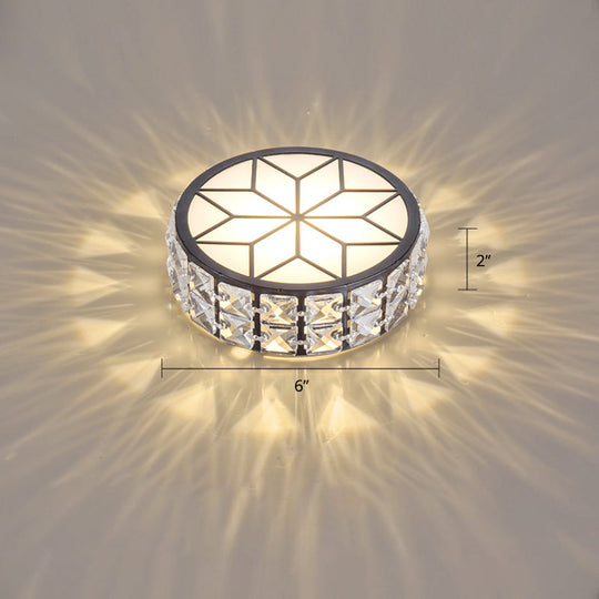 Clear Cut Crystal LED Ceiling Light with Floral Pattern - Modern Flush Mount