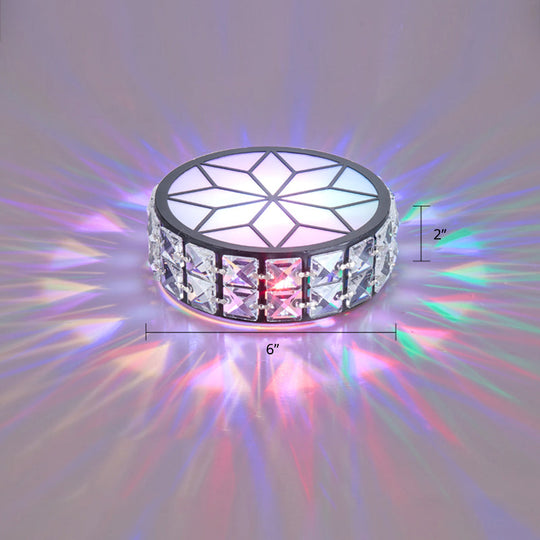 Clear Cut Crystal LED Ceiling Light with Floral Pattern - Modern Flush Mount