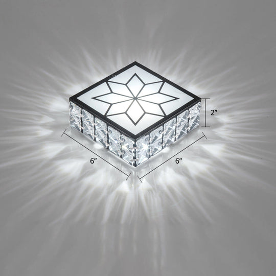 Clear LED Flushmount Ceiling Light with Beveled Crystal Square Design for a Minimalist Foyer Look