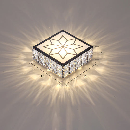 Clear LED Flushmount Ceiling Light with Beveled Crystal Square Design for a Minimalist Foyer Look