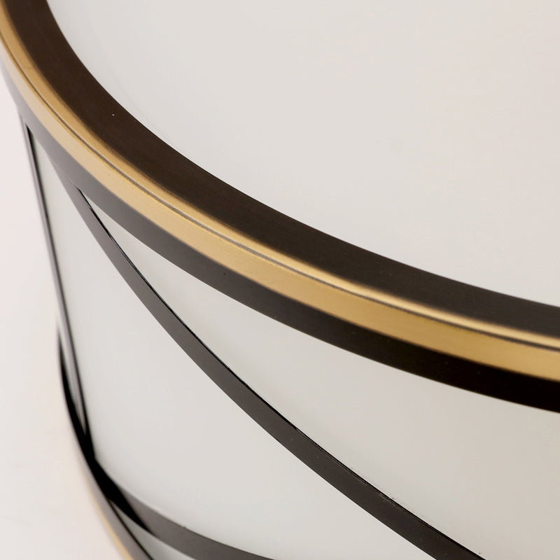 Plafonnier encastré en verre blanc givré pour chambre à coucher - Style tambour traditionnel