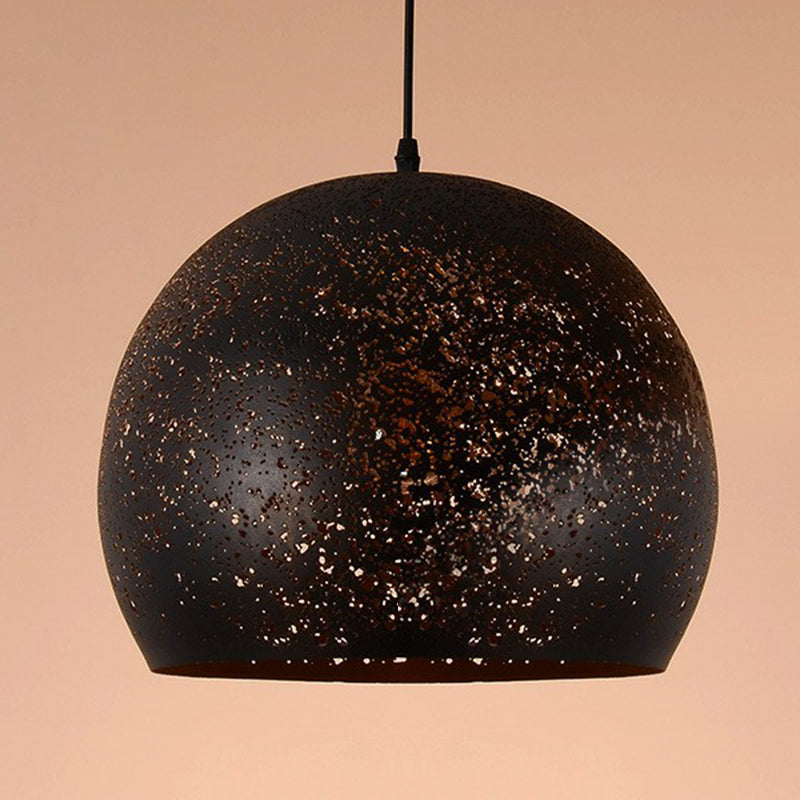 Suspension en métal creux rétro à 1 ampoule avec finition noire pour restaurant