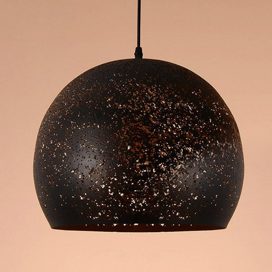 Suspension en métal creux rétro à 1 ampoule avec finition noire pour restaurant