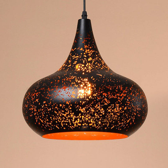 Suspension en métal creux rétro à 1 ampoule avec finition noire pour restaurant