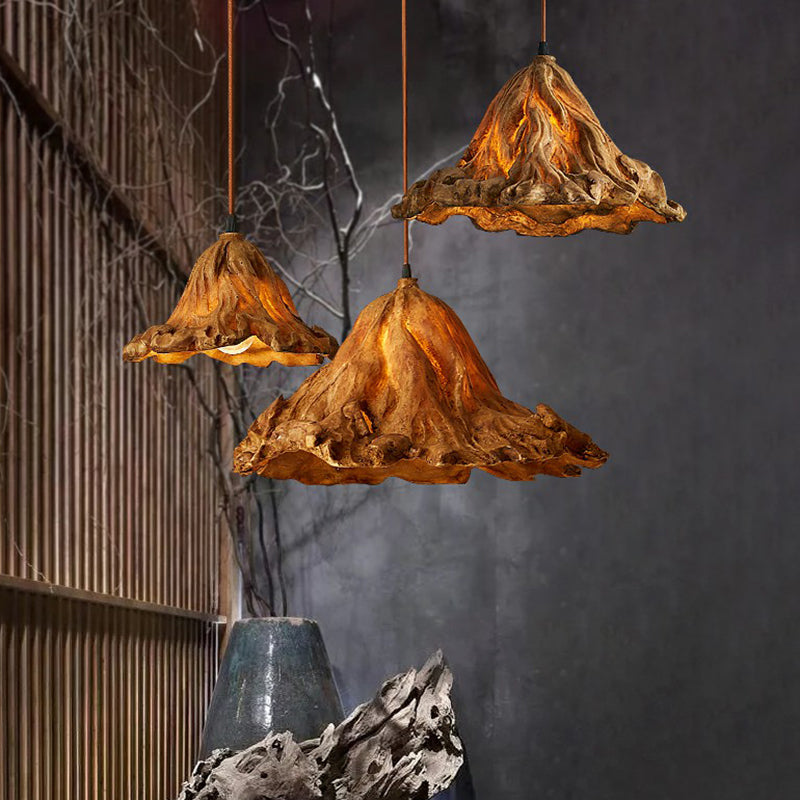 Resin Lotus Leaf Pendant Light - Artistic Single-Bulb Hanging Fixture For Restaurants
