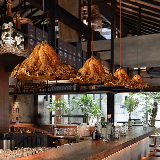 Resin Lotus Leaf Pendant Light - Artistic Single-Bulb Hanging Fixture For Restaurants