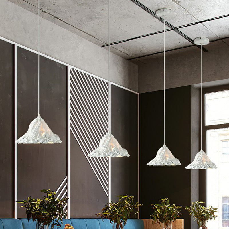 Resin Lotus Leaf Pendant Light - Artistic Single-Bulb Hanging Fixture For Restaurants