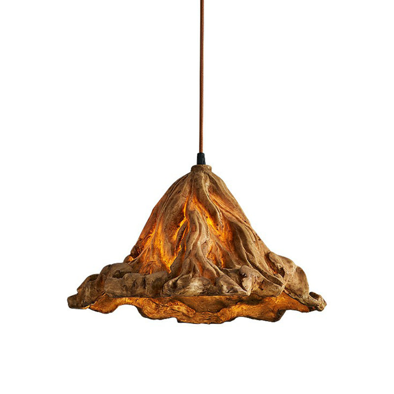 Resin Lotus Leaf Pendant Light - Artistic Single-Bulb Hanging Fixture For Restaurants