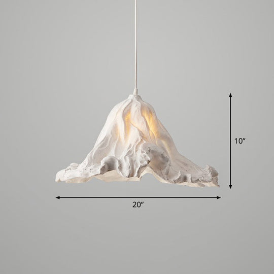 Resin Lotus Leaf Pendant Light - Artistic Single-Bulb Hanging Fixture For Restaurants White / Large