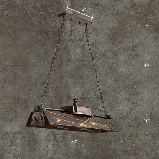 Metal Shade 4-Light Prism Island Pendant For Restaurant Decor Rust Red