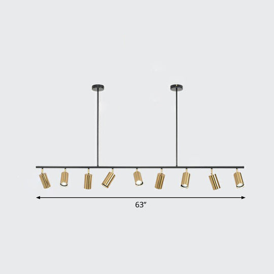 Gold Metal Island Ceiling Light - Postmodern Electroplated Tube Spotlight For Dining Room 9 /
