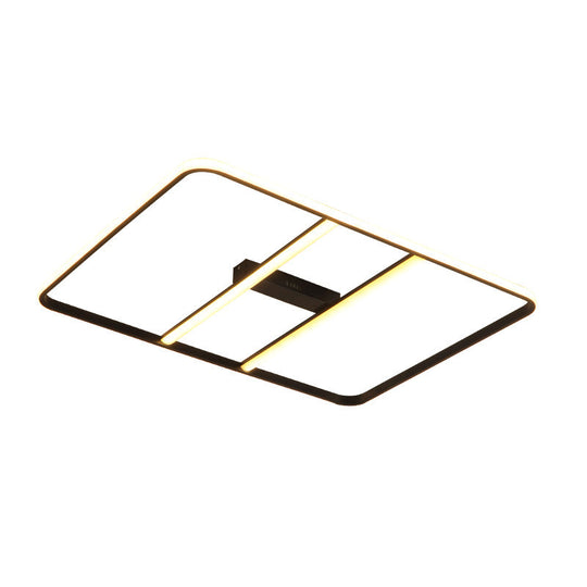 Modern LED Semi Flush Mount Ceiling Lamp - Black Metal Shade - White/Warm Light - 12"/23.5" Wide