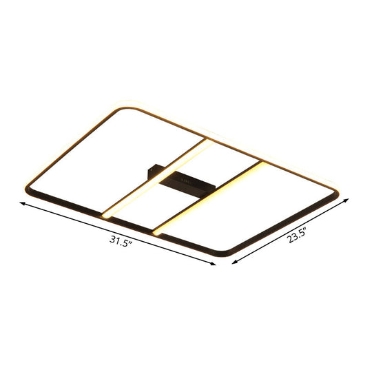 Modern LED Semi Flush Mount Ceiling Lamp - Black Metal Shade - White/Warm Light - 12"/23.5" Wide