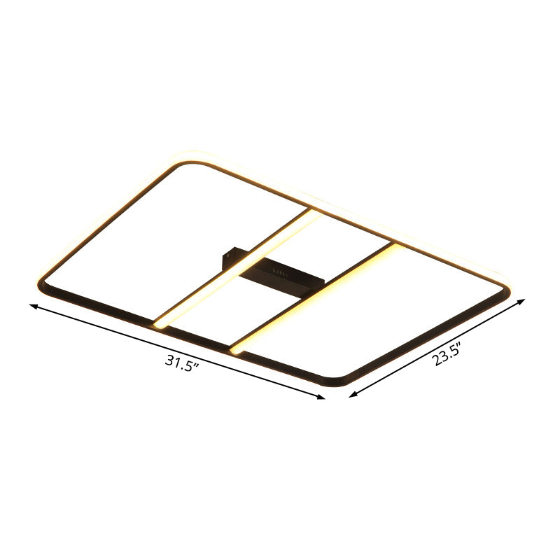 Modern Led Semi Flush Mount Ceiling Lamp - Black Metal Shade White/Warm Light 12/23.5 Wide