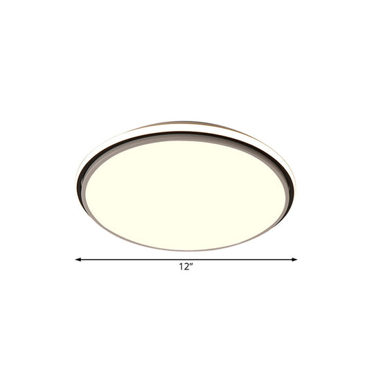 Modern Circular Flush Mount LED Fixture, White/Warm Light, Acrylic Design - 12"/16"/19.5" Wide