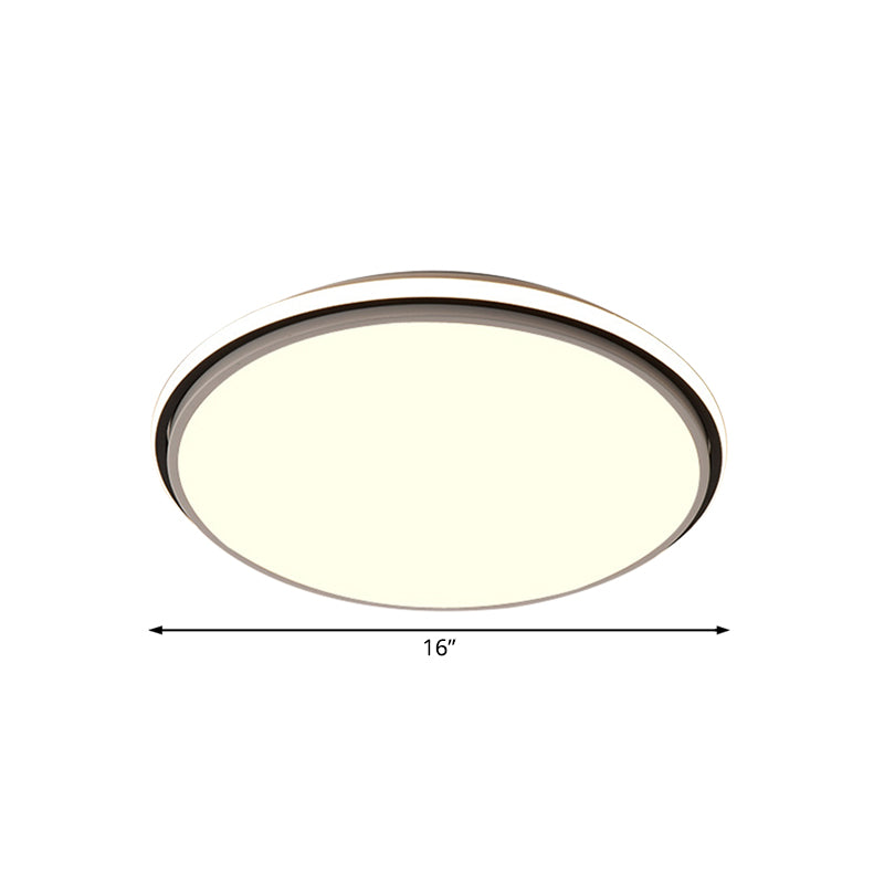 Modern Circular Flush Mount LED Fixture, White/Warm Light, Acrylic Design - 12"/16"/19.5" Wide