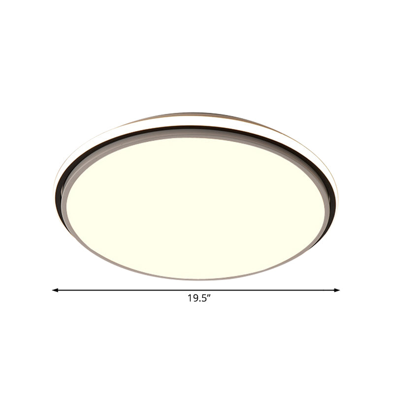 Modern Circular Flush Mount LED Fixture, White/Warm Light, Acrylic Design - 12"/16"/19.5" Wide