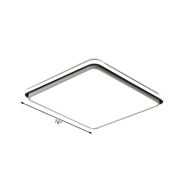 Modern LED Acrylic Flush Mount Ceiling Light - 16"/19.5"/35.5" Wide Black & White Square/Rectangle, White/Warm Light