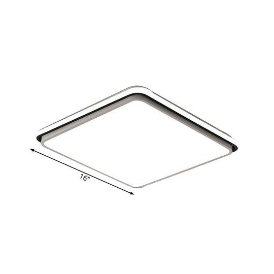 Modern LED Acrylic Flush Mount Ceiling Light - 16"/19.5"/35.5" Wide Black & White Square/Rectangle, White/Warm Light